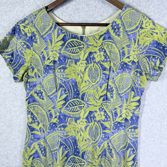 Rabbit Designs Dress Womens Sz 10 Blue Green Floral Print Round Neck Sleeveless - Picture 3 of 12